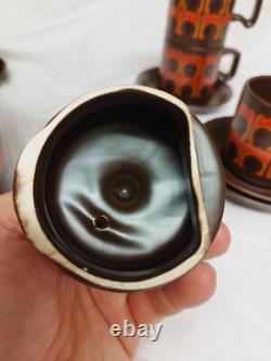 Vintage Arthur Wood Coffee Set, 15 Pieces, 1970s, Iconic Orange/Brown Pattern
