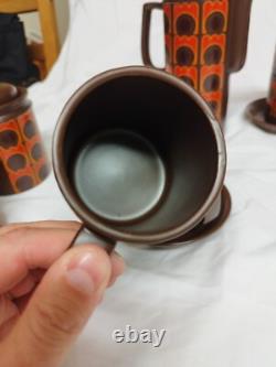 Vintage Arthur Wood Coffee Set, 15 Pieces, 1970s, Iconic Orange/Brown Pattern