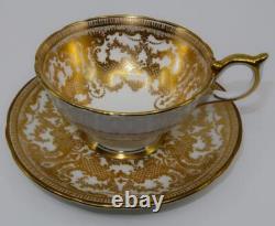 Vintage Aynsley 7949 Gold Encrusted Scalloped Coffee or Tea Cup & Saucer Set