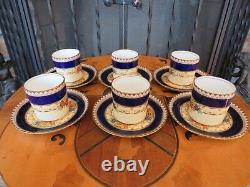 Vintage Aynsley Bone Chaina Banff B3203 Demitasse Coffee Set 6 Cups & Saucers