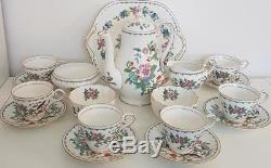 Vintage Aynsley Porcelain Bone China Pembroke Coffee Pot Set with Cups 19pc