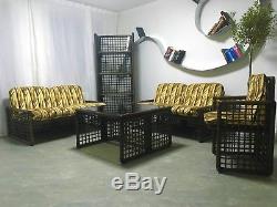 Vintage Bamboo Set of 2x sofa, chair + coffee table design for B&B Italy