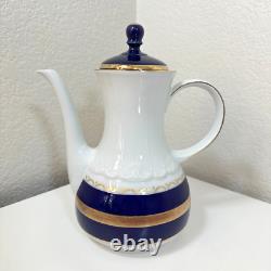 Vintage Bareuther Waldsassen Bavaria Germany 3 Piece Coffee Set Cobalt Blue Gold