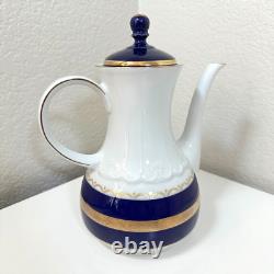 Vintage Bareuther Waldsassen Bavaria Germany 3 Piece Coffee Set Cobalt Blue Gold