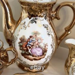 Vintage Bavaria Germany Gold Fragonard Demitasse Coffee/tea Set 15 Pieces