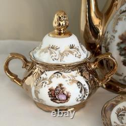 Vintage Bavaria Germany Gold Fragonard Demitasse Coffee/tea Set 15 Pieces
