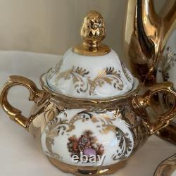 Vintage Bavaria Germany Gold Fragonard Demitasse Coffee/tea Set 15 Pieces