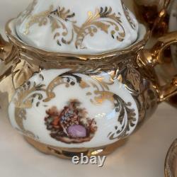 Vintage Bavaria Germany Gold Fragonard Demitasse Coffee/tea Set 15 Pieces