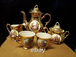 Vintage Bavaria Germany Gold Fragonard Demitasse Coffee/tea Set 9 Pieces