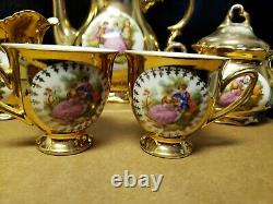 Vintage Bavaria Germany Gold Fragonard Demitasse Coffee/tea Set 9 Pieces