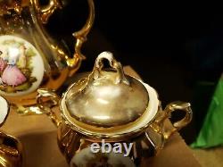 Vintage Bavaria Germany Gold Fragonard Demitasse Coffee/tea Set 9 Pieces