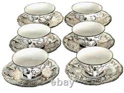 Vintage Bavarian Porcelain 925 Argento Silver Overlay Coffee Set 15 Pieces
