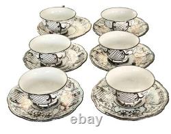 Vintage Bavarian Porcelain 925 Argento Silver Overlay Coffee Set 15 Pieces