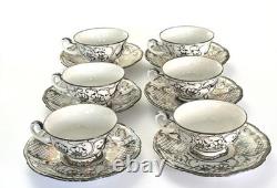 Vintage Bavarian Porcelain 925 Argento Silver Overlay Coffee Set 15 Pieces