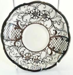 Vintage Bavarian Porcelain 925 Argento Silver Overlay Coffee Set 15 Pieces