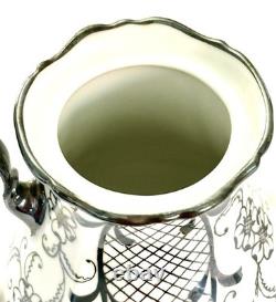 Vintage Bavarian Porcelain 925 Argento Silver Overlay Coffee Set 15 Pieces