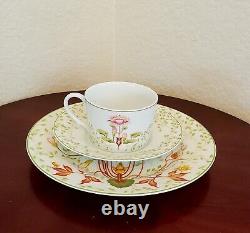 Vintage Beautiful Limoges Ceralene Coffee Cup Saucer & Plate Set for 4