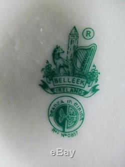 Vintage Belleek Coffee Set Yellow Pattern, Irish, 6th Generation Green Mark, 1965