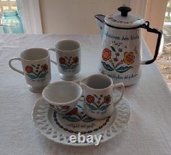 Vintage Berggren Coffee Set Pot Cups Creamer Sugar Bowl & Plate 6 Pieces READ