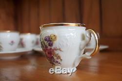 Vintage Bernadotte Floral Bohemian China Coffee Cup Set of 10, Czech Republic