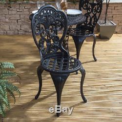Vintage Bistro Set Cast Aluminium Black Outdoor Coffee Balcony Table Chair Patio