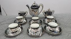 Vintage Black Dragon Tea coffee Set Japan Hand Painted Victoria China 15pc