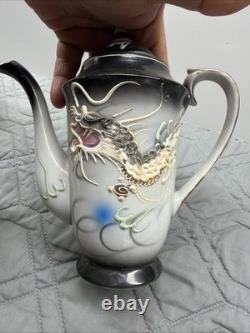 Vintage Black Dragon Tea coffee Set Japan Hand Painted Victoria China 15pc
