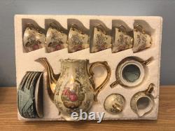 Vintage Brand New 17-Piece Porcelain Coffee & Tea Set With Courting Couple