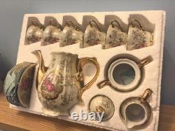 Vintage Brand New 17-Piece Porcelain Coffee & Tea Set With Courting Couple