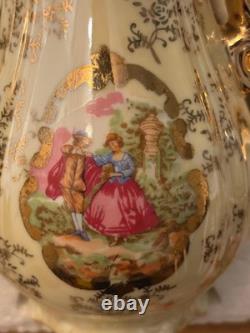 Vintage Brand New 17-Piece Porcelain Coffee & Tea Set With Courting Couple