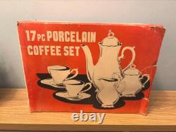Vintage Brand New 17-Piece Porcelain Coffee & Tea Set With Courting Couple