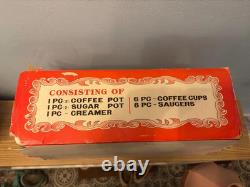 Vintage Brand New 17-Piece Porcelain Coffee & Tea Set With Courting Couple