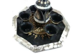 Vintage Brass Elegant Handmade Coffee Set (Coffee Pot, Cups, Cups Holder) Free