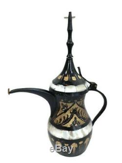 Vintage Brass Elegant Handmade Coffee Set (Coffee Pot, Cups, Cups Holder) Free