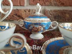 Vintage Bremer and Schmidt Coffee set, 22 k gold plated and hand painted