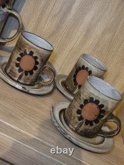 Vintage Briglin Studio Pottery Coffee Set Retro 70s Sunflower Totem MCM