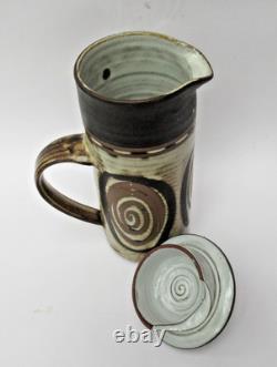 Vintage Briglin coffee set, studio pottery 1970s retro 16 piece, Scroll design