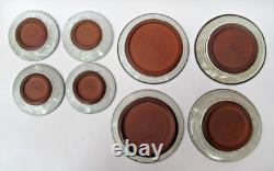 Vintage Briglin coffee set, studio pottery 1970s retro 16 piece, Scroll design