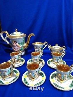 Vintage Capodimonte'Cherub' Coffee Set with Sugar Pot & Milk Jug 1st Quality