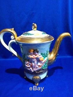 Vintage Capodimonte'Cherub' Coffee Set with Sugar Pot & Milk Jug 1st Quality