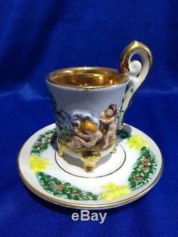 Vintage Capodimonte'Cherub' Coffee Set with Sugar Pot & Milk Jug 1st Quality