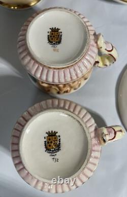 Vintage Capodimonte Coffee Set Sugar Bowl, Cups With Saucers