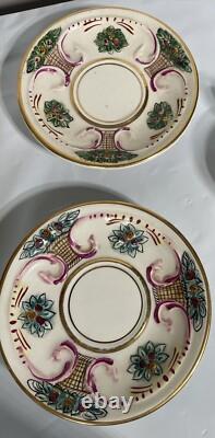 Vintage Capodimonte Coffee Set Sugar Bowl, Cups With Saucers