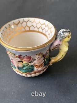 Vintage Capodimonte Demitasse Set Italy 1930