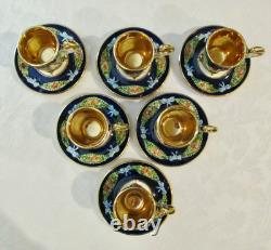 Vintage Capodimonte Italy Cobalt Blue Demitasse Espresso Coffee Set Cherubs