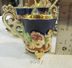 Vintage Capodimonte Italy Cobalt Blue Demitasse Espresso Coffee Set Cherubs