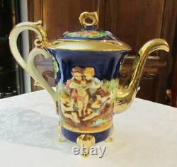 Vintage Capodimonte Italy Cobalt Blue Demitasse Espresso Coffee Set Cherubs