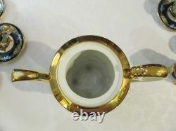 Vintage Capodimonte Italy Cobalt Blue Demitasse Espresso Coffee Set Cherubs