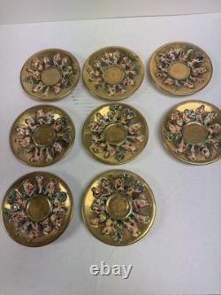 Vintage Capodimonte Italy Gold Tea Coffee Set Porcelain Cherubs