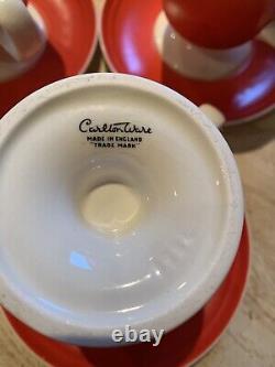 Vintage Carlton Ware Art Deco Oslo Red And White Complete Coffee Set